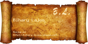 Bihary Lajos névjegykártya